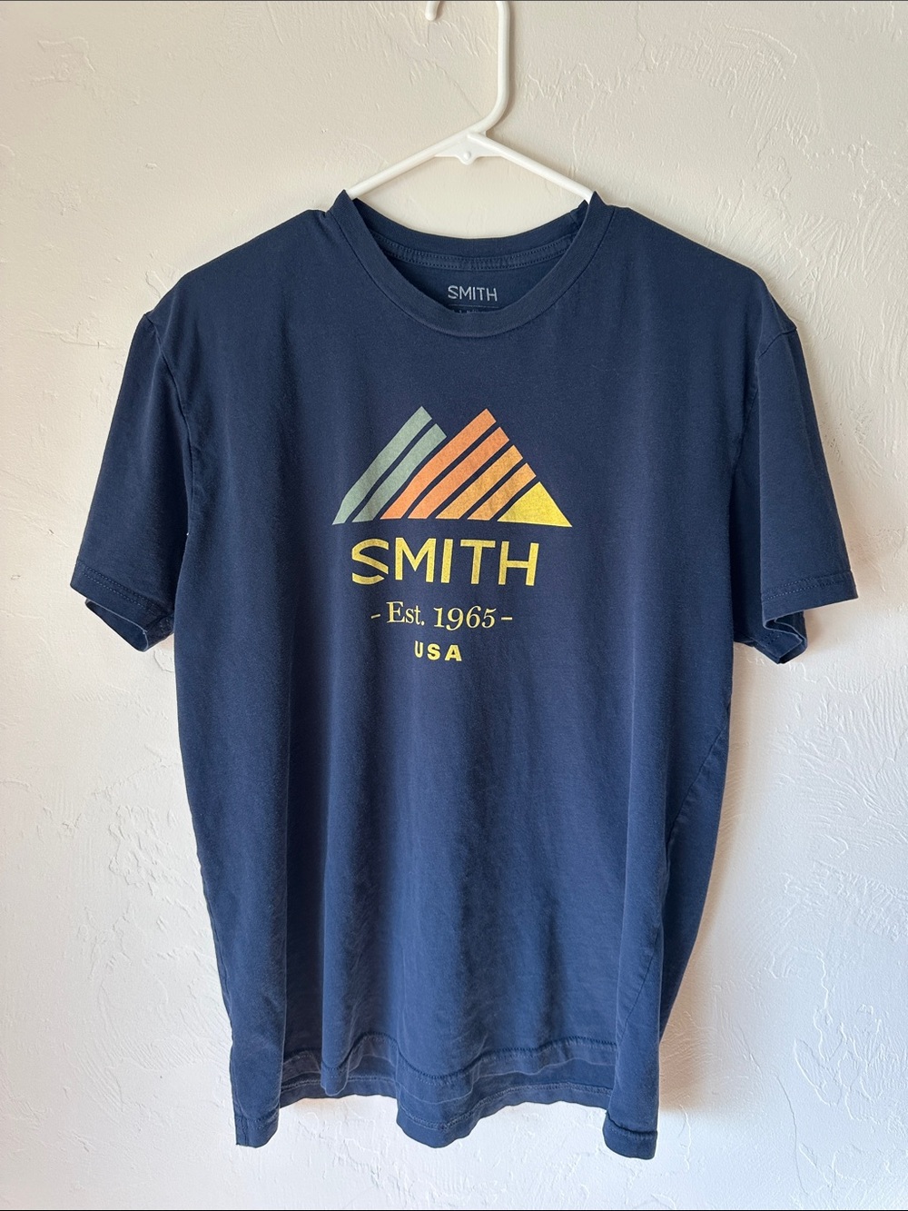 SMITH Navy Short-Sleeve Logo Tee with Multi-Color Graphic